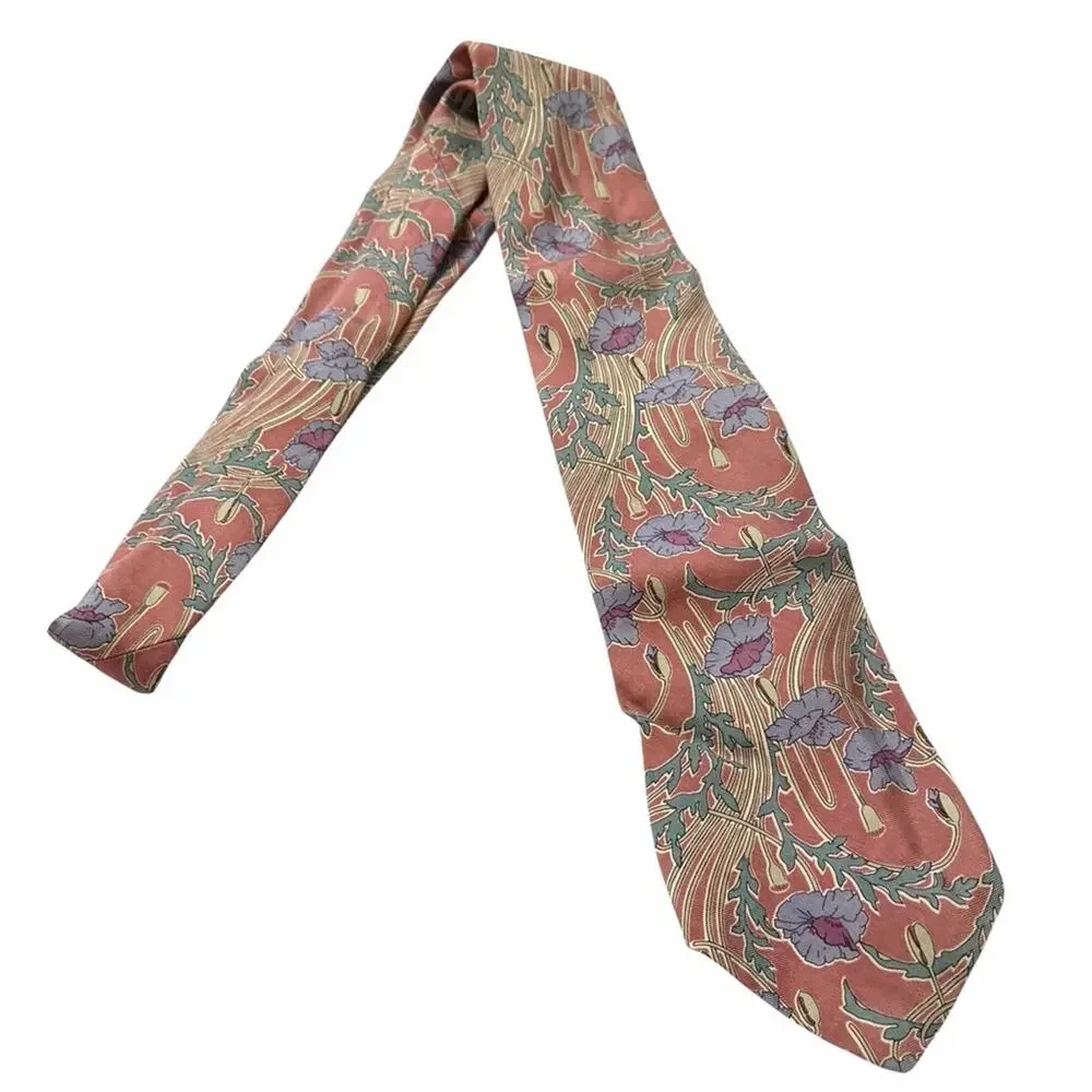 RALPH LAUREN Tie Polo Silk VINTAGE Pink Floral FAST SHIPPING 3368-13